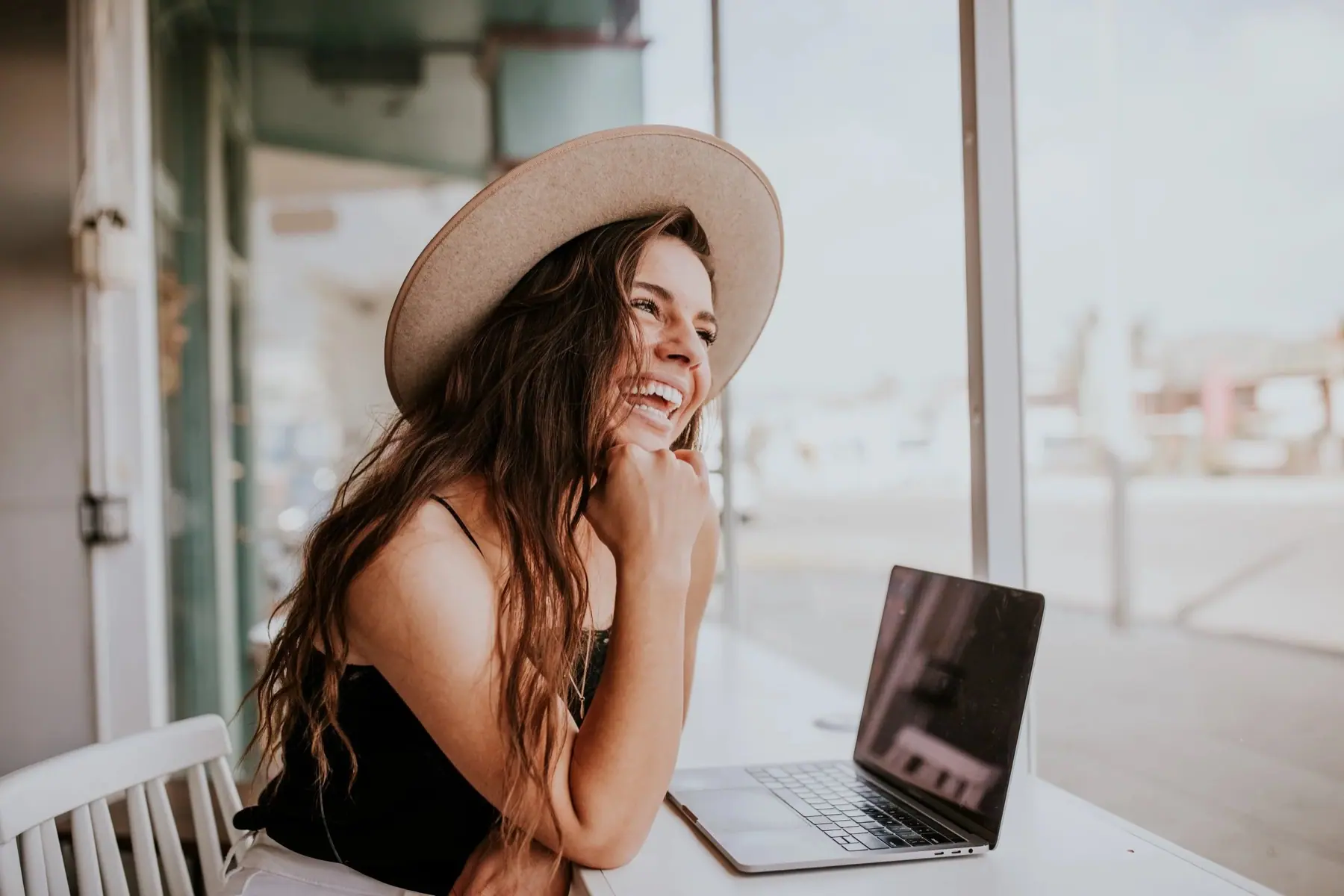 A professional photoshoot using Coastal Coworking as a studio